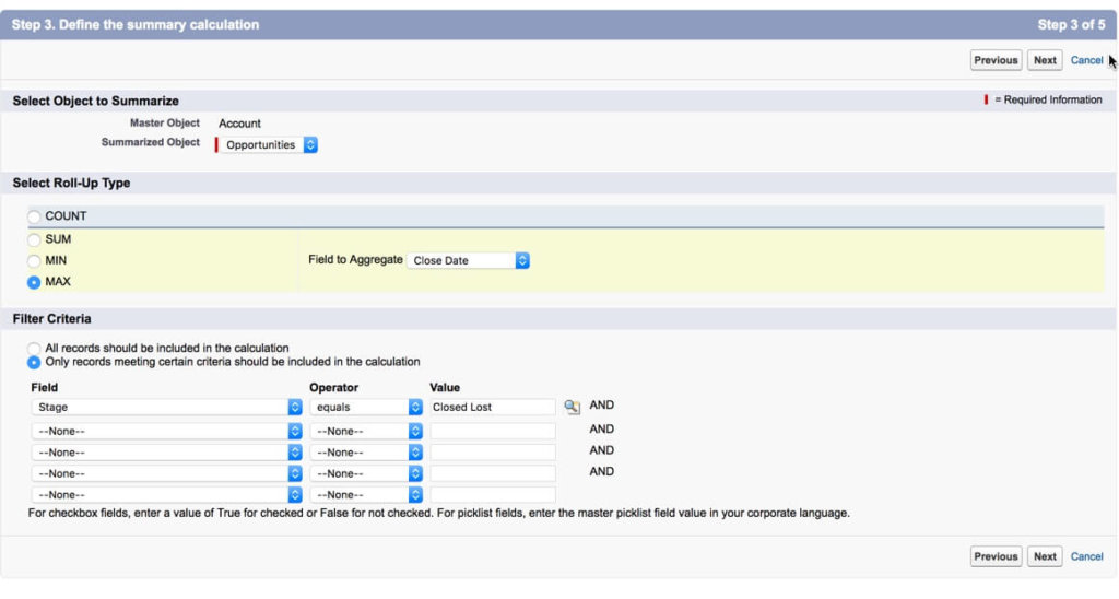 More Field Criteria