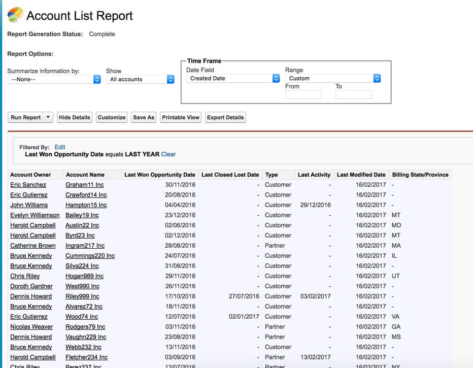 Add Filters to Last Closed Won or Closed Lost Report