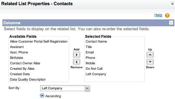 Add Left Company Field to Contact Related List