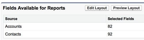 Fields Available for Reports in Custom Report Types