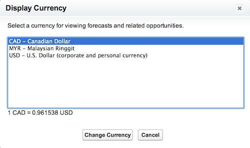 Changing the Forecasting Currency