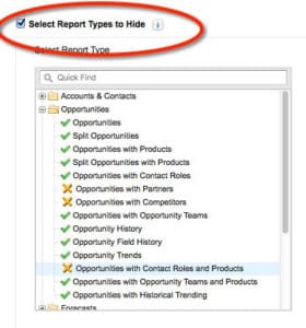 Hiding SFDC Report Types