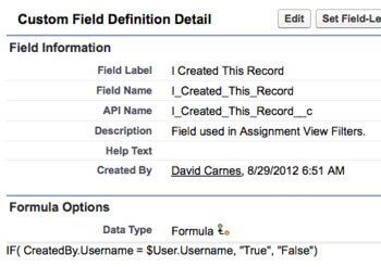 Formula to Filter: I Created This Record