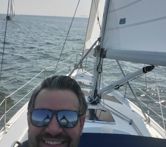 Jim Simon on a boat