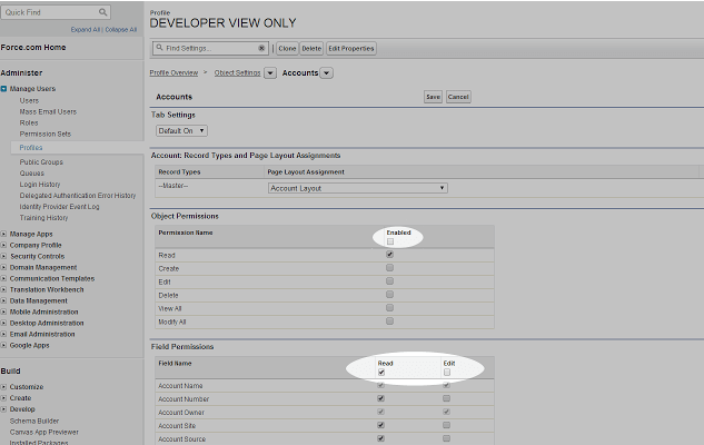 The additional checkboxes created by the Salesforce Admin Check All Chrome plugin being shown off