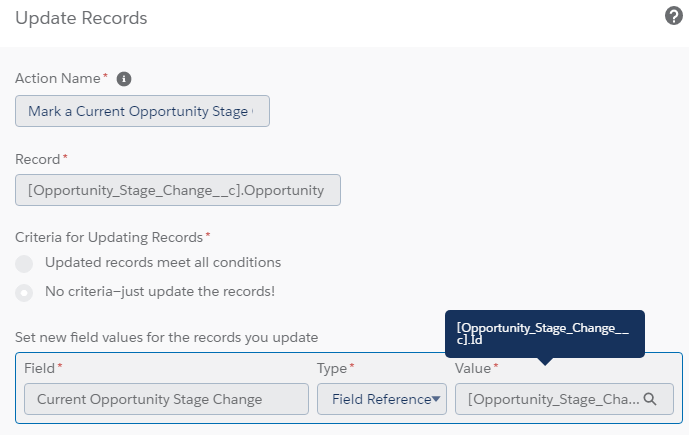  Update field Current opportunity name change