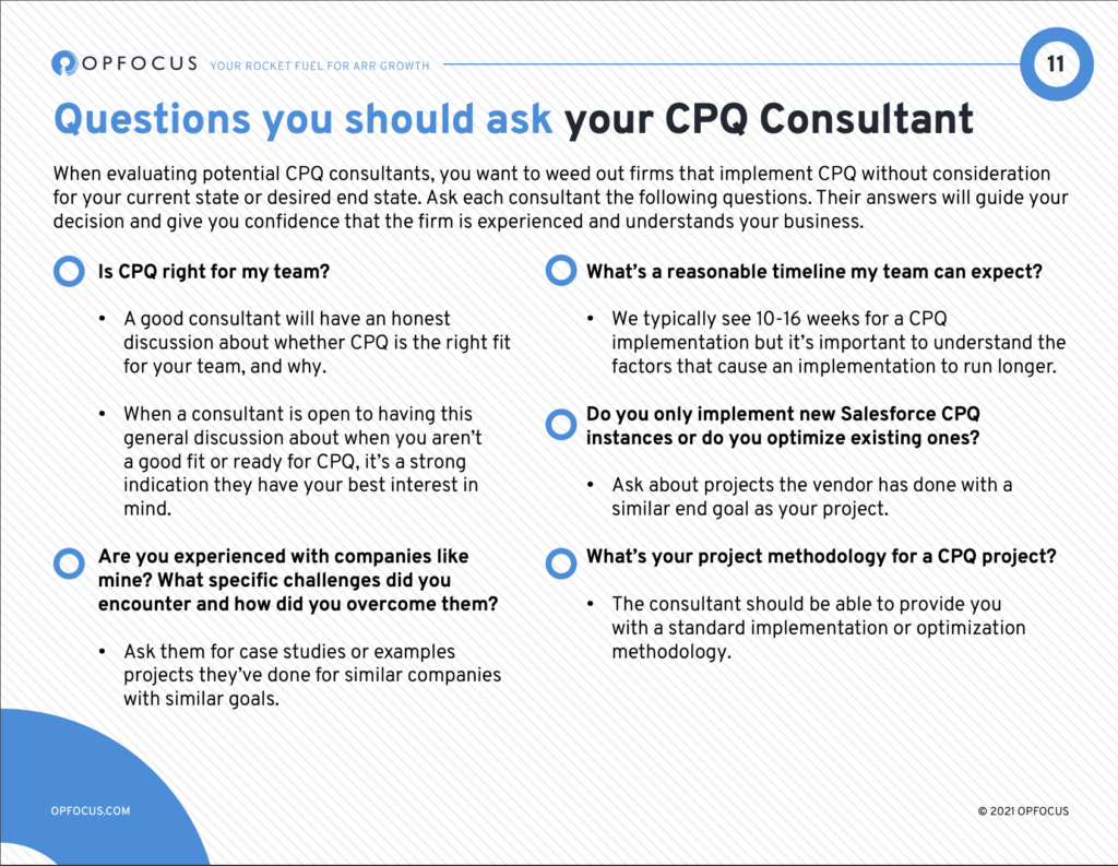 Questions you should ask your CPQ Consultant